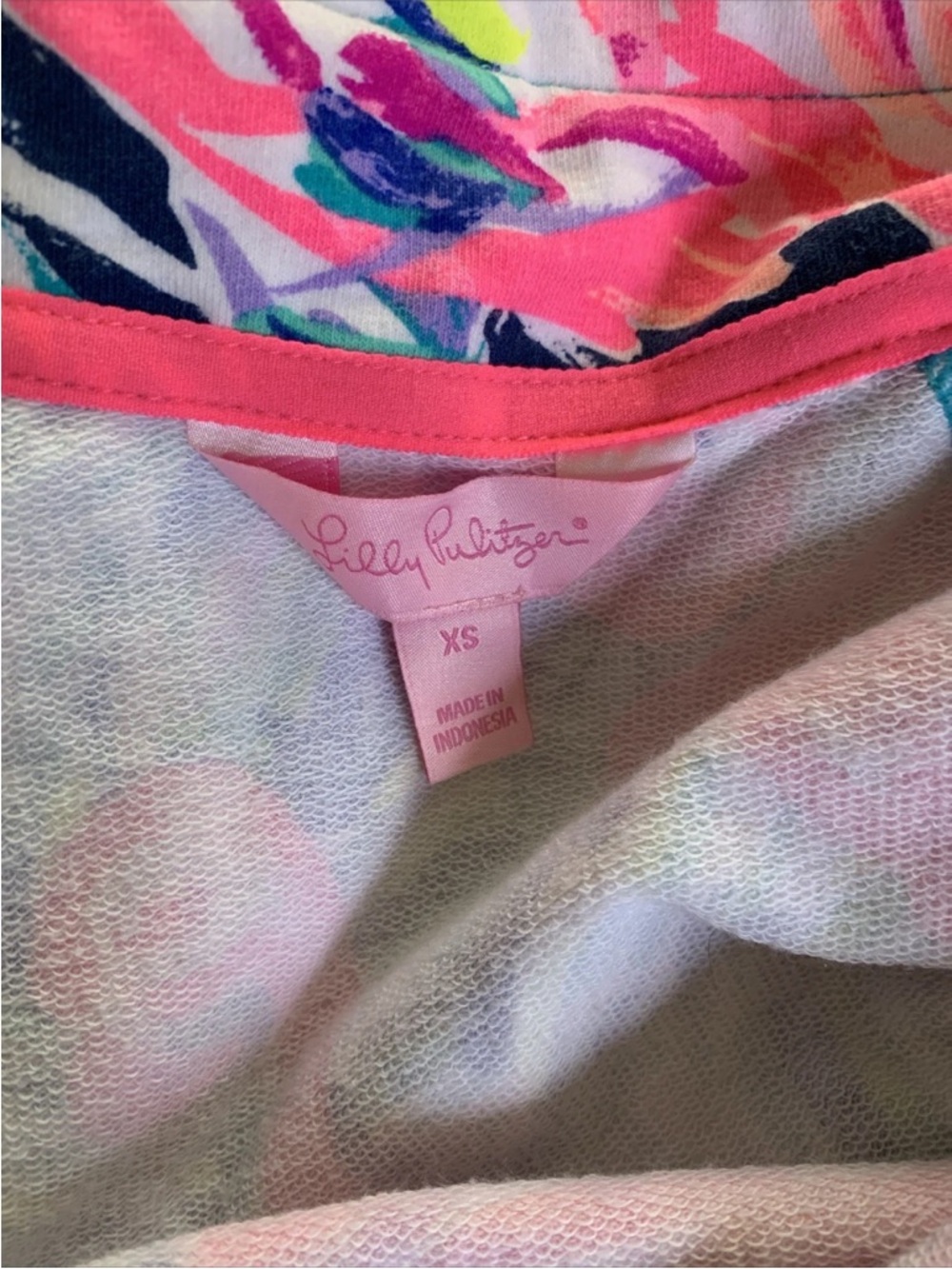 Lilly Pulitzer Pink Blue Flamingo Popover Beach French Terry Dress XS WORN 2X - Picture 4 of 6